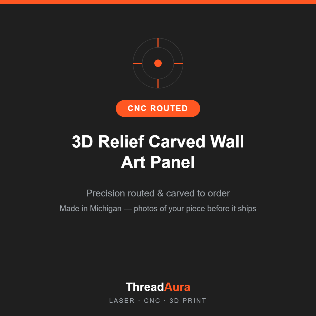 3D Relief Carved Wall Art Panel — CNC routed, made to order by ThreadAura