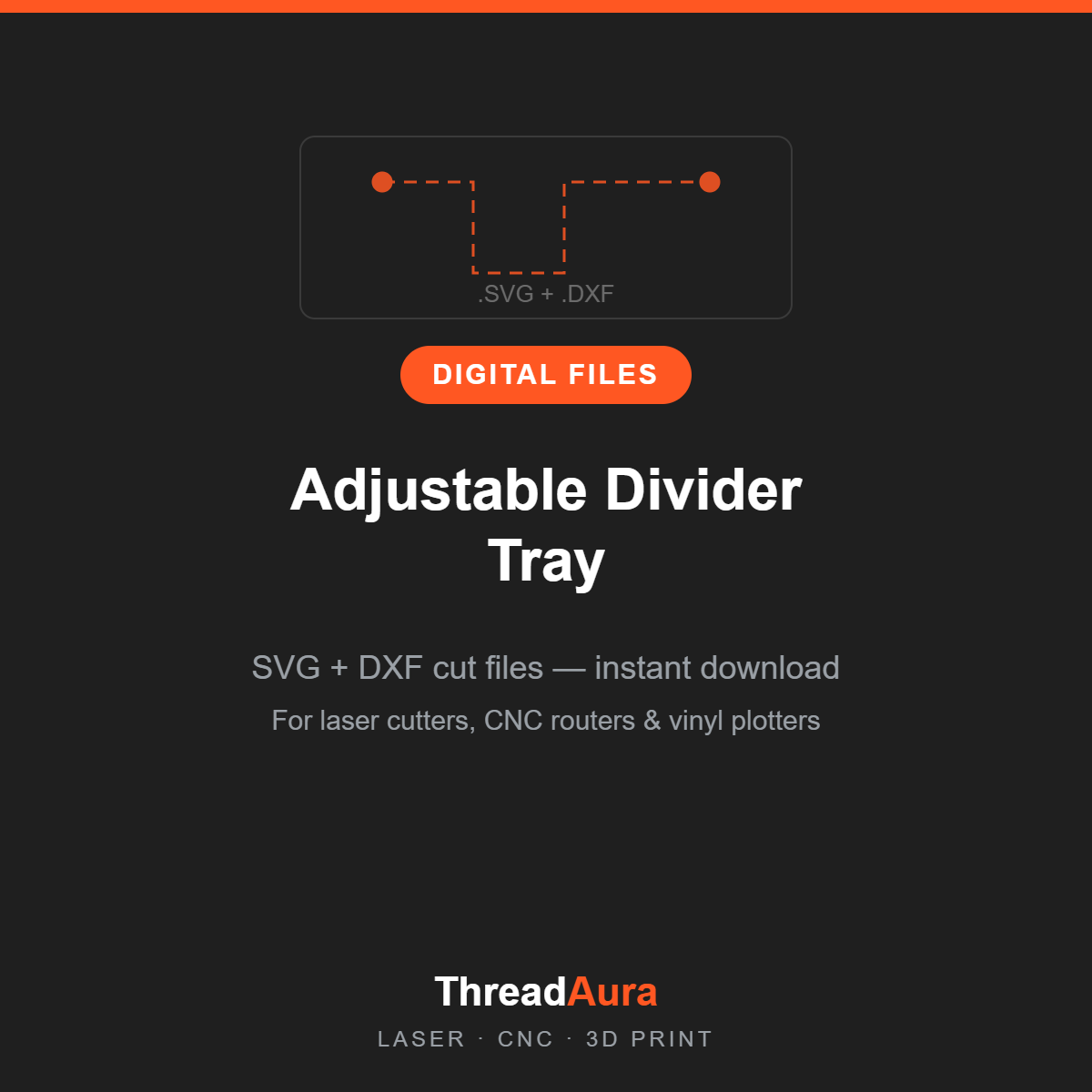 Adjustable Divider Tray — SVG & DXF Cut Files — ThreadAura digital cut file preview