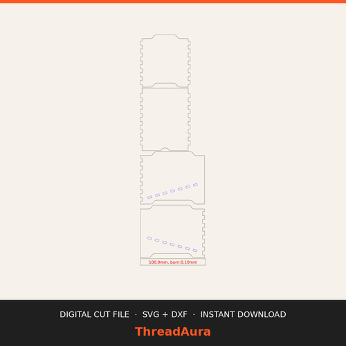 Business Card Holder — SVG & DXF Cut Files — actual design preview, ThreadAura digital cut file