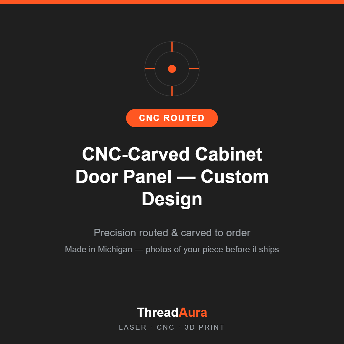 CNC-Carved Cabinet Door Panel — Custom Design — CNC routed, made to order by ThreadAura