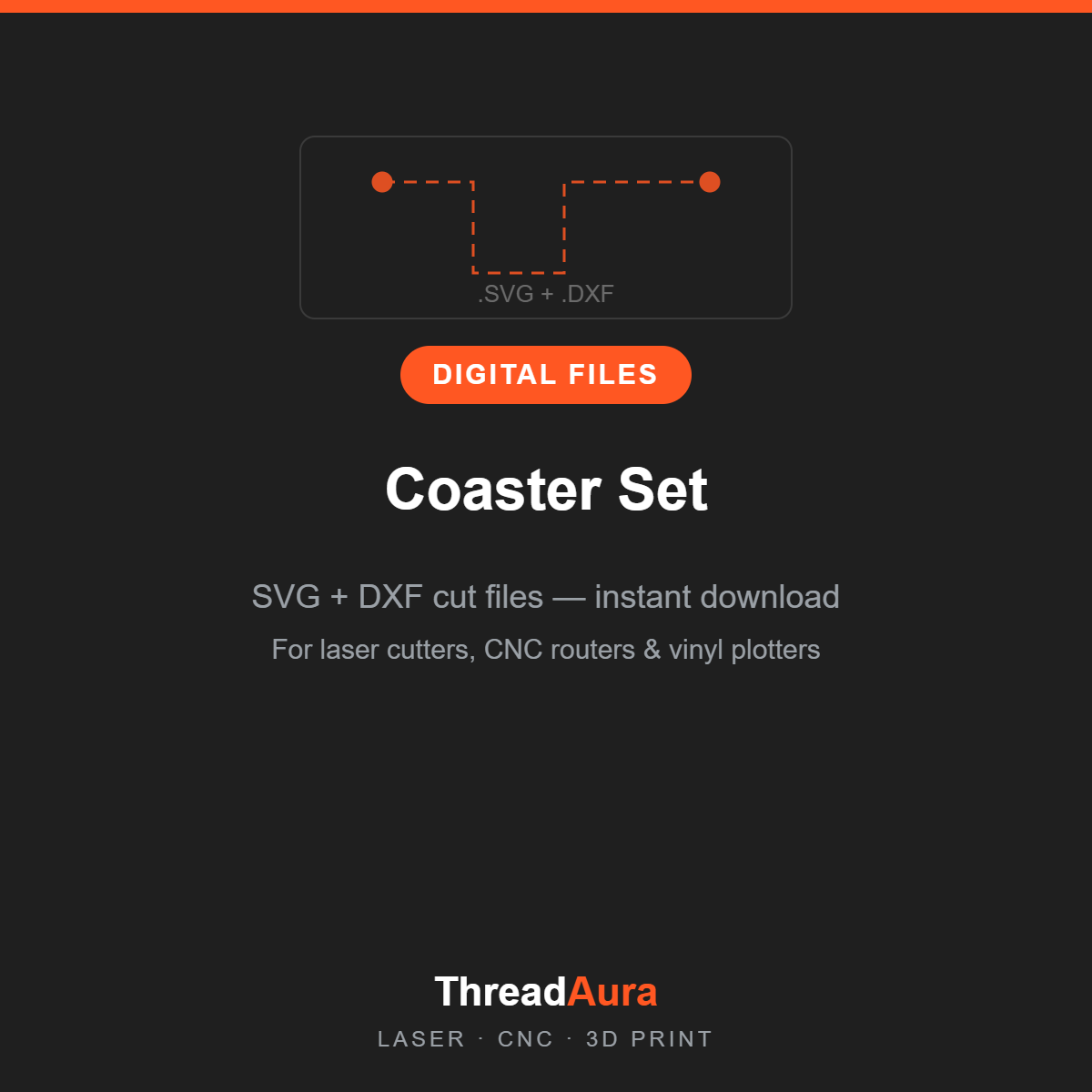 Coaster Set — SVG & DXF Cut Files — ThreadAura digital cut file preview