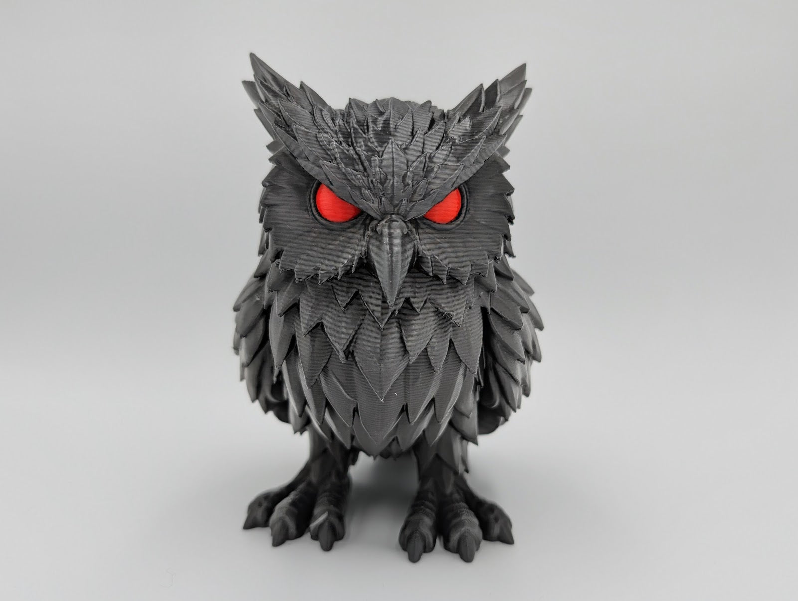 Crimson Watcher Owl - 3D printed decor