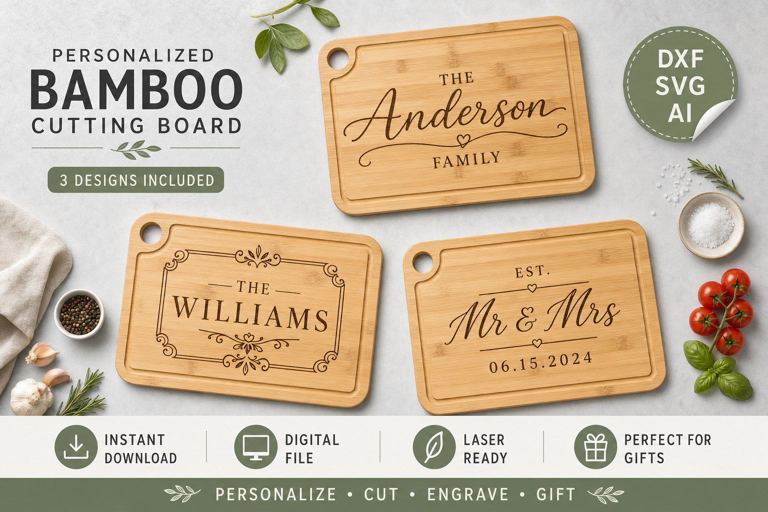 Custom laser engraved cutting board made by ELT Custom Creations