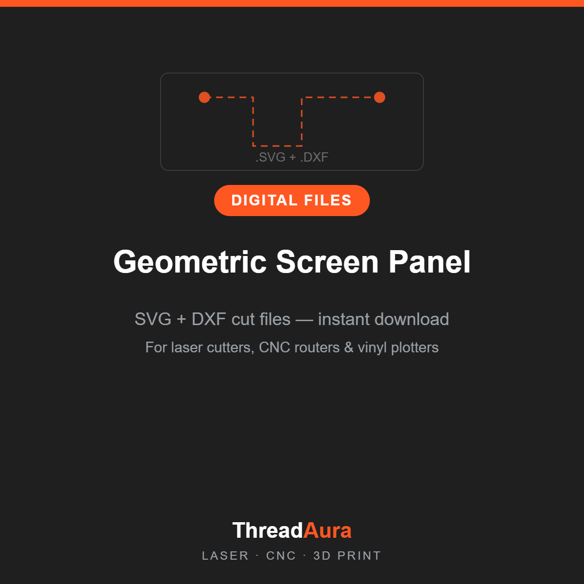 Geometric Screen Panel — SVG & DXF Cut Files — ThreadAura digital cut file preview