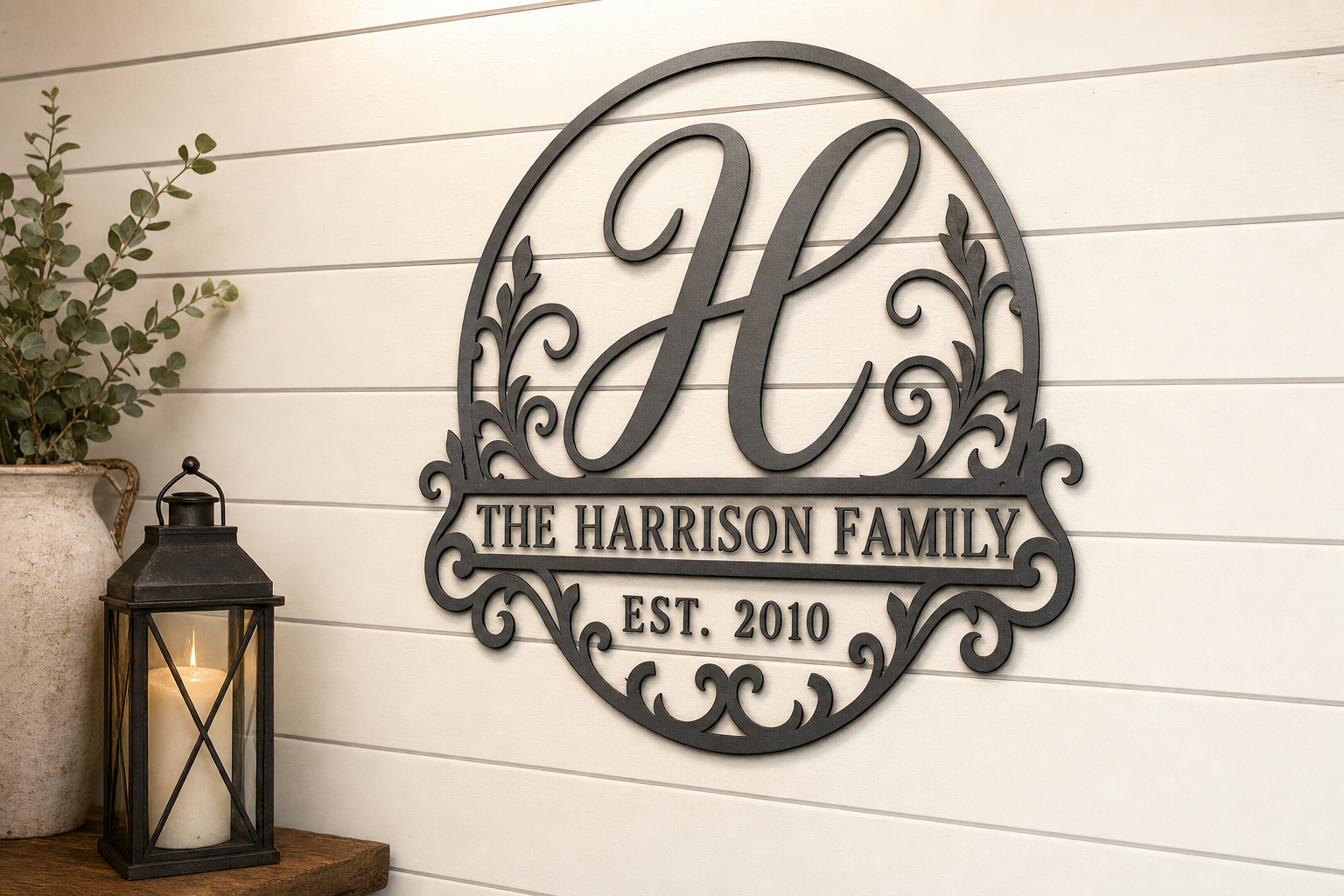 Homestead Family Monogram — Personalized Metal Sign