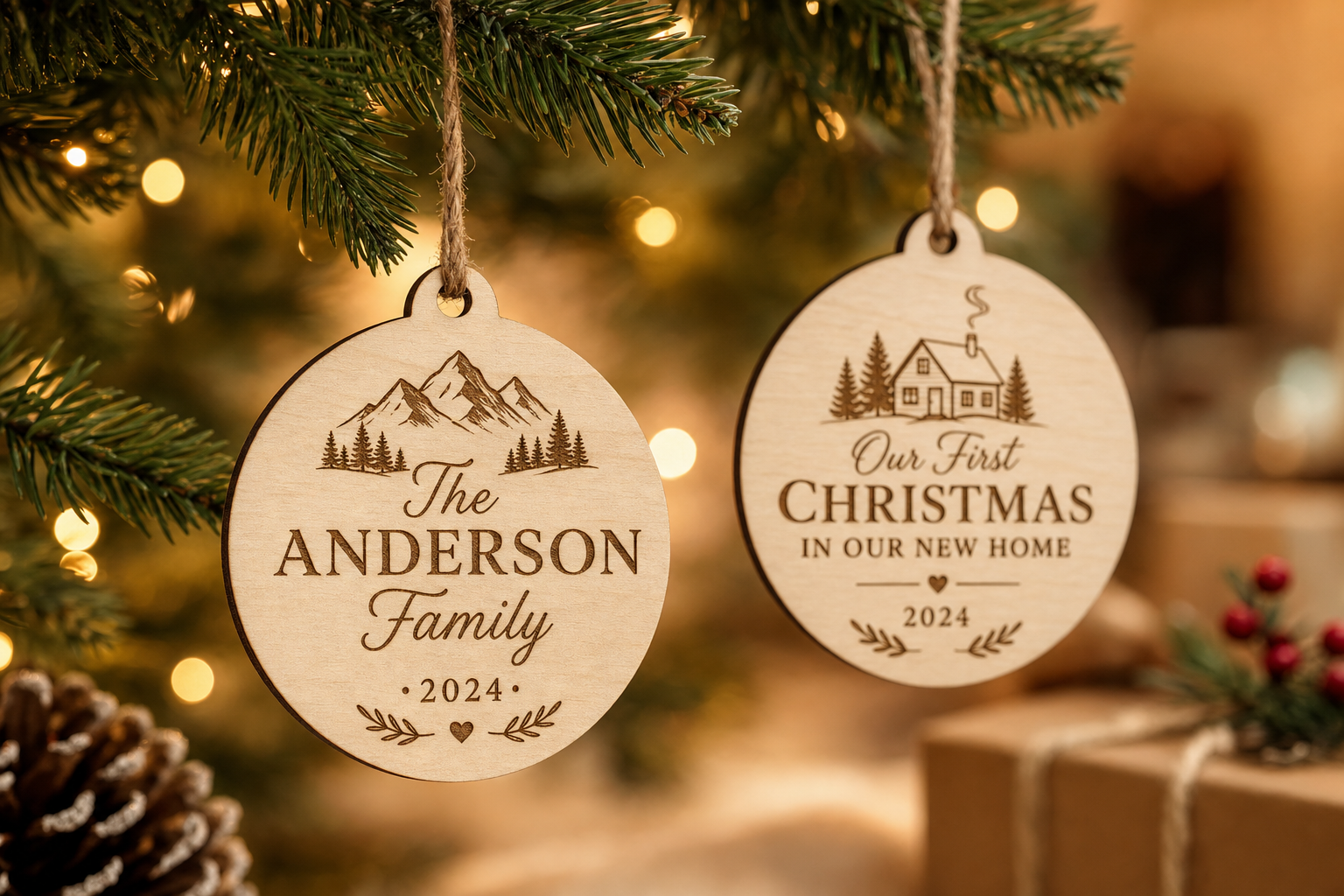 Engraved Wooden Gift Tag Set