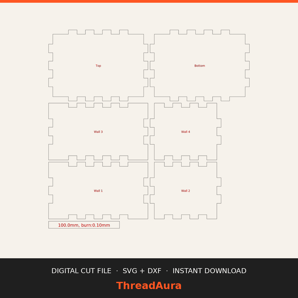 Layered Gift Box — SVG & DXF Cut Files — actual design preview, personalized to order