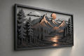 Northwoods Layered Mountain Scene — 3D Metal Wall Art