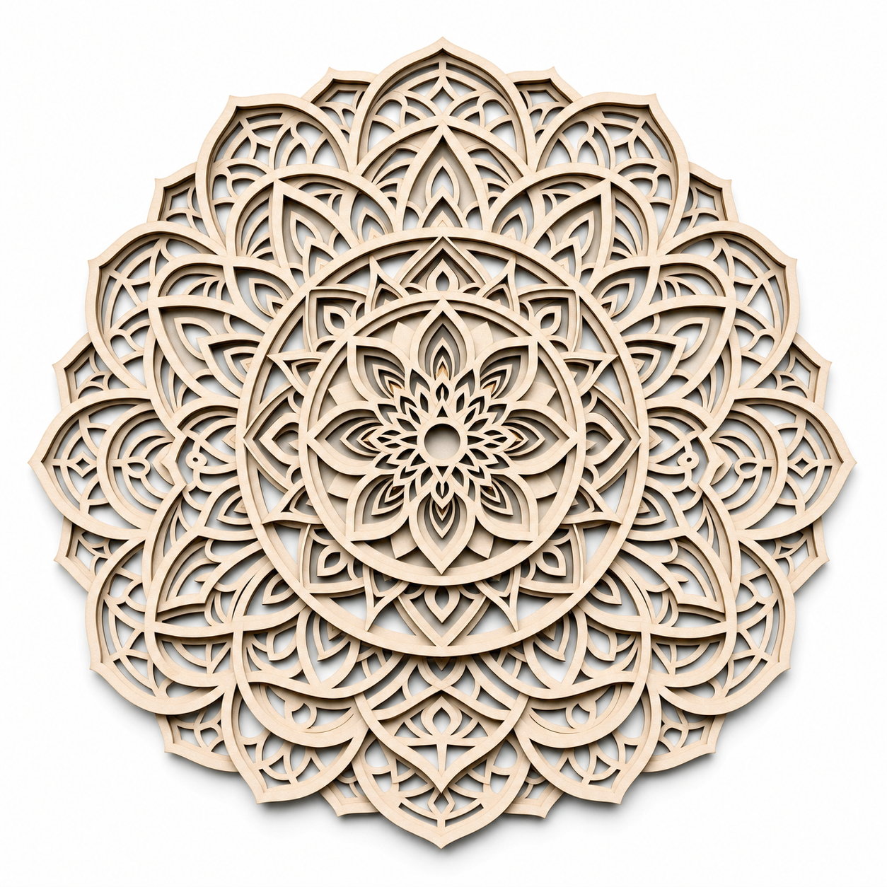 Multi-layer laser cut wood mandala wall art