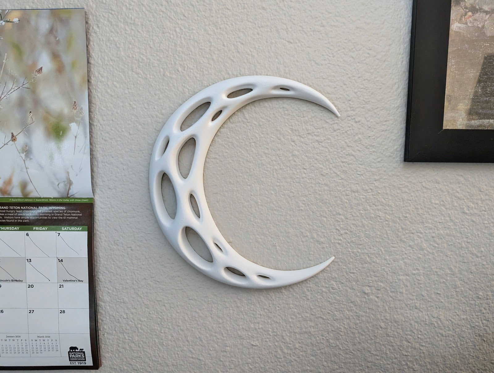 Voronoi Crescent Moon Wall Art