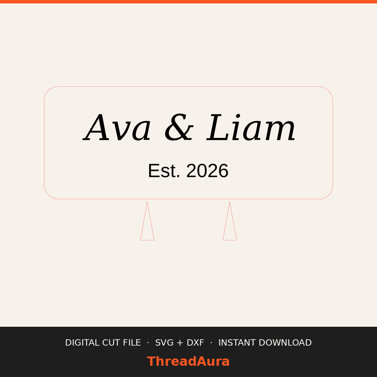 Wedding Cake Topper — SVG & DXF Cut Files — actual design preview, personalized to order