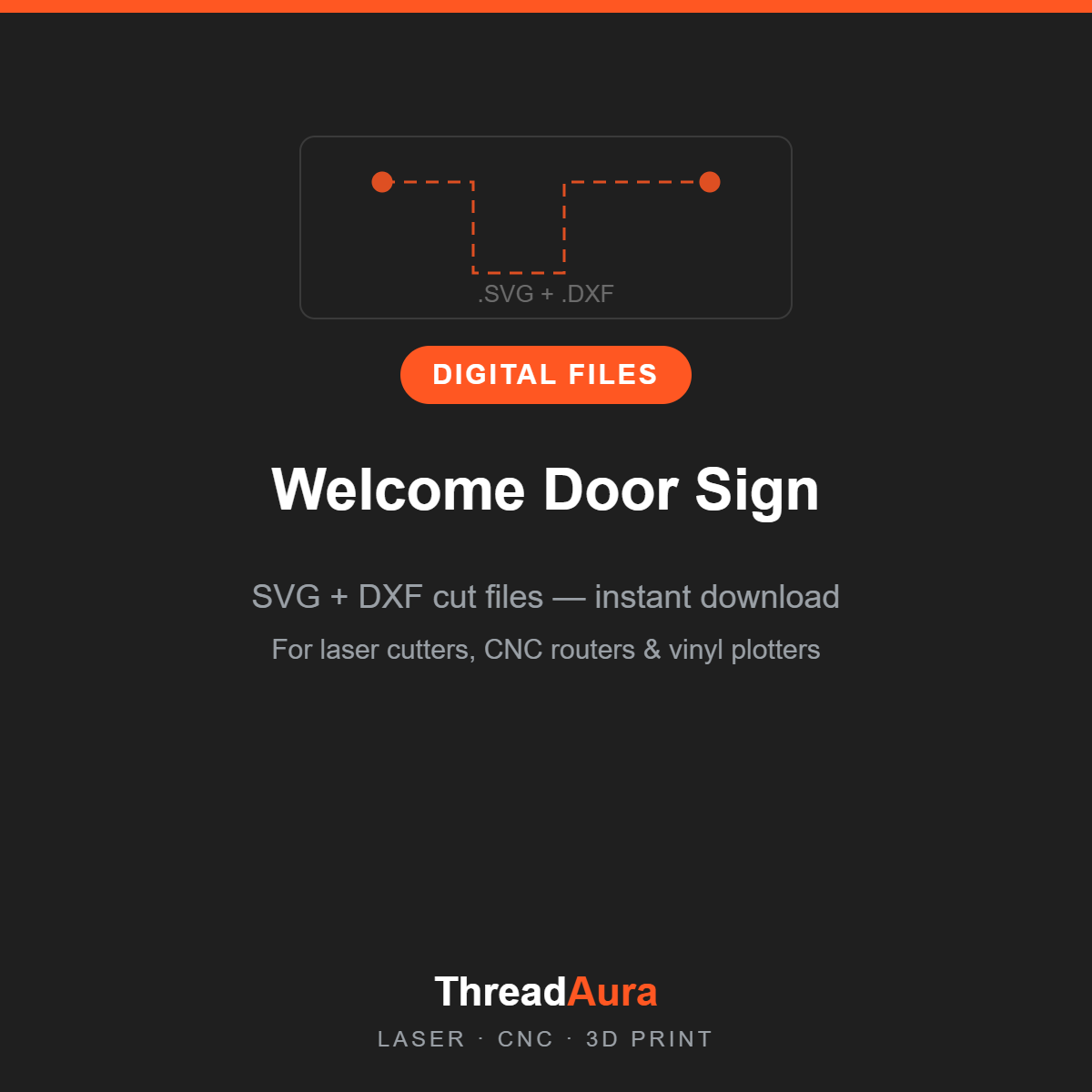 Welcome Door Sign — SVG & DXF Cut Files — ThreadAura digital cut file preview