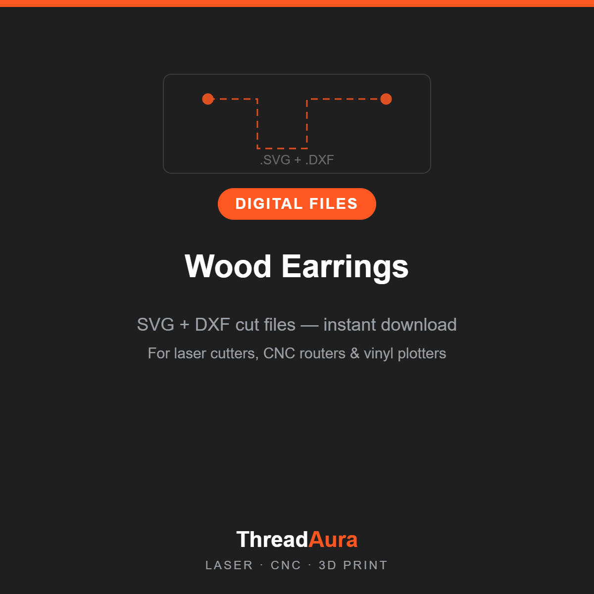 Wood Earrings — SVG & DXF Cut Files — ThreadAura digital cut file preview
